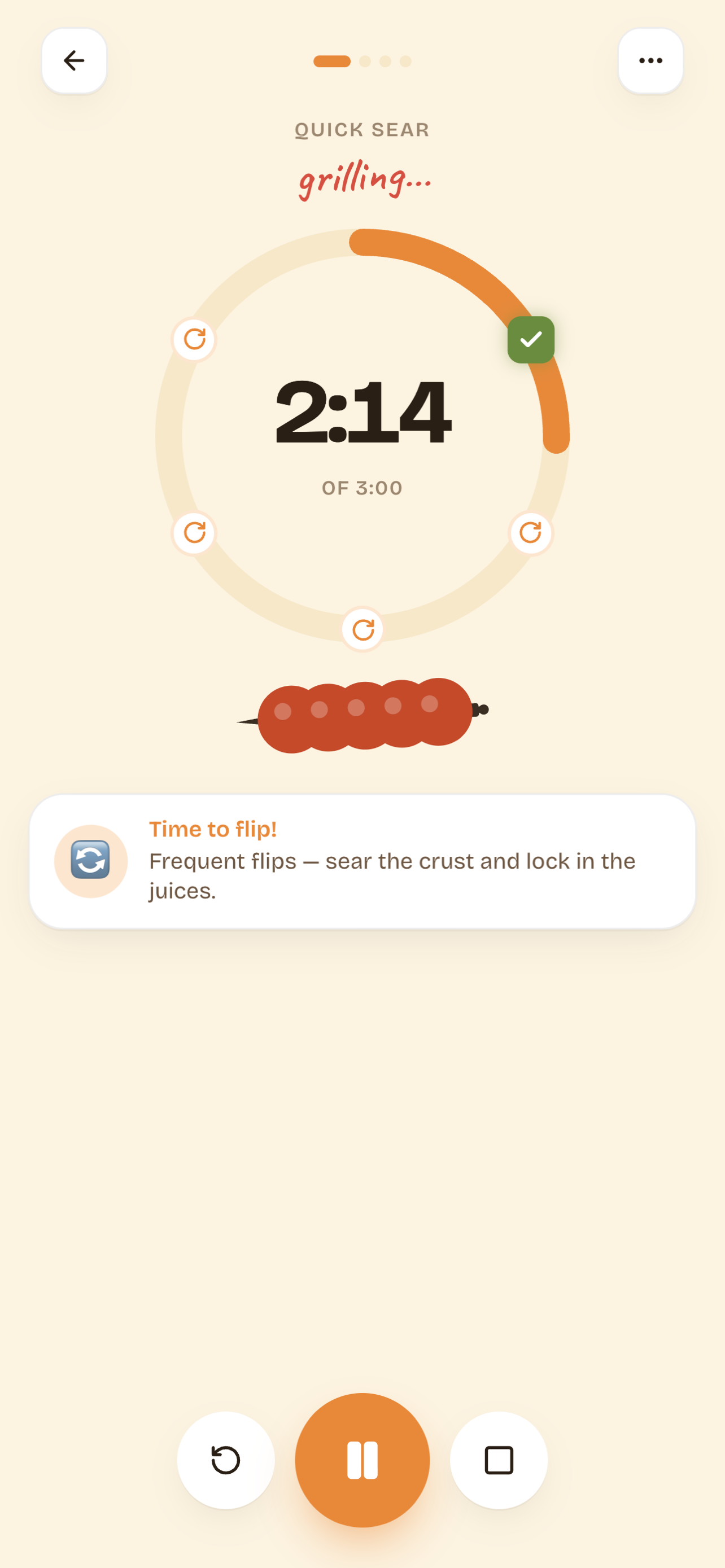 Shashlyk Assistant — live grilling timer with a flip cue