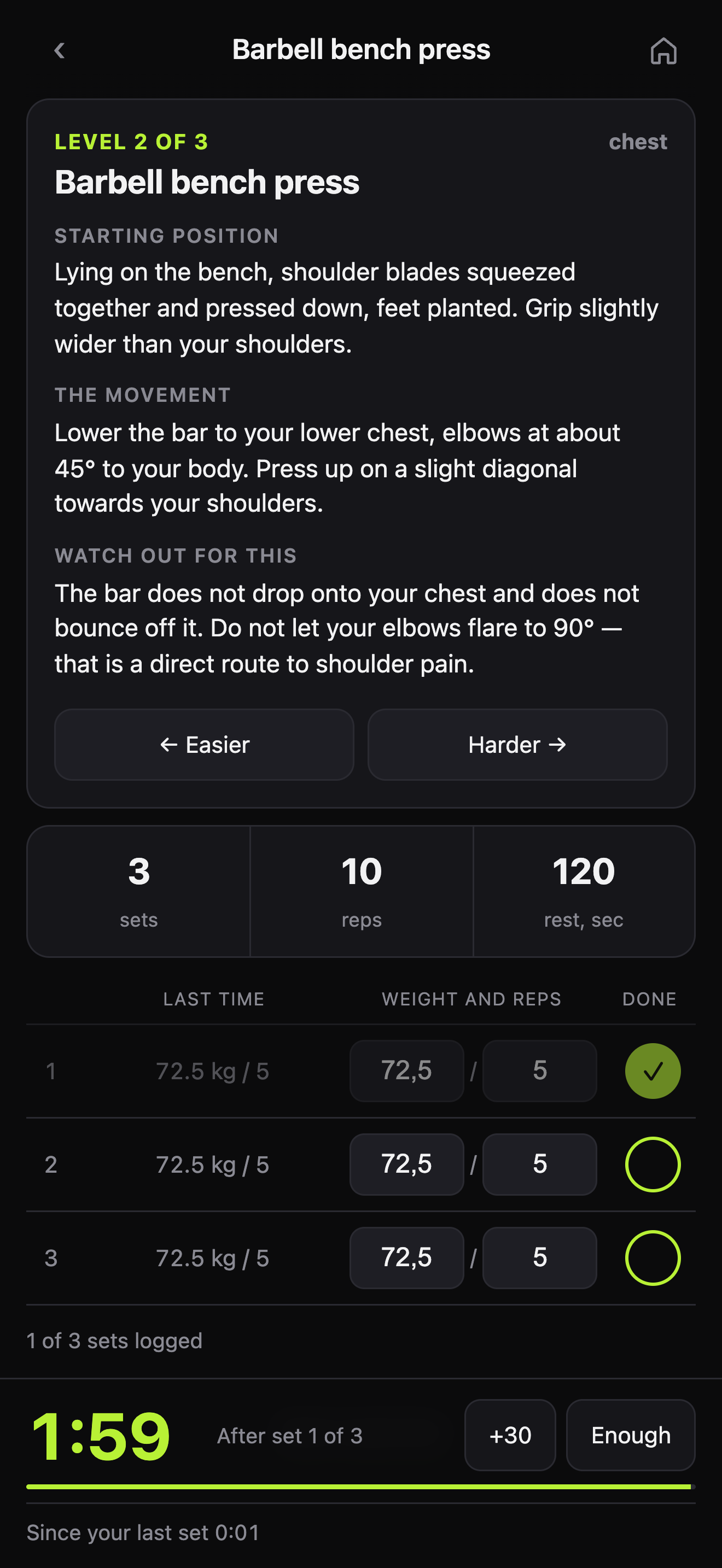 Tapset — live rest timer between sets